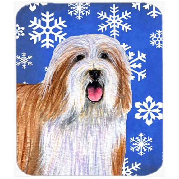 Bearded Collie Winter Snowflakes Holiday Mouse Pad, Hot Pad Or Trivet