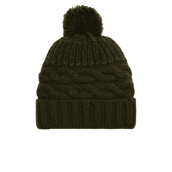 Unisex Hand-Knit Woolen Beanie Hat with Micro Fleece Lining for Cold and Windy Days- Green
