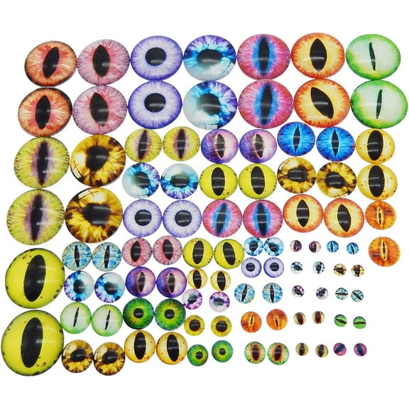 45 Pairs, 6mm-30mm Glass Dragon Eye Animal Eye Flatback Cabochon Cat Eyes Embellishment