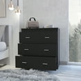 thumbnail image 1 of Modern 3 Drawer Dresser, Double Chest of Drawers with Storage, Clothing Organizer with Cut-Out Handle, Dresser Chest, Wood Storage Cabinet for Living Room, Bedroom, Hallway, Black, 1 of 7