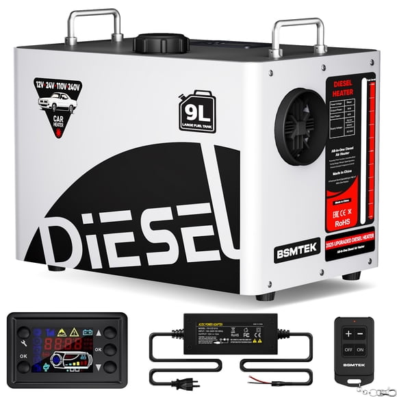 Calefactor diésel BSMTEK 8 kW 9 L LCD control remoto 110 V/12/24 V