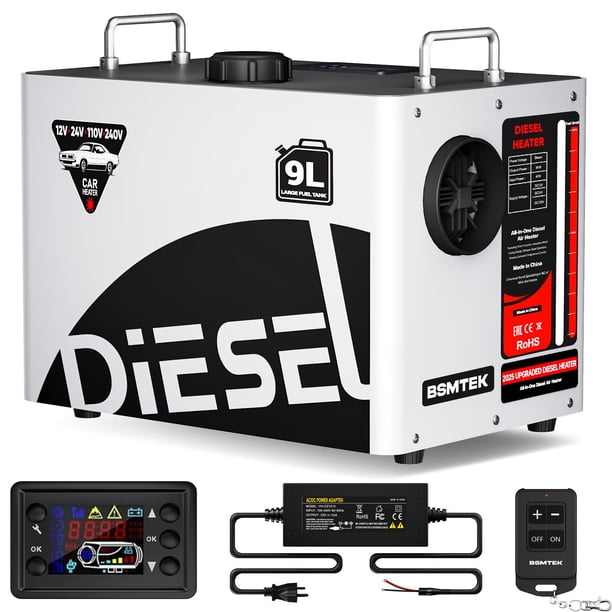 Calefactor diésel BSMTEK 8 kW 9 L LCD control remoto 110 V/12/24 V