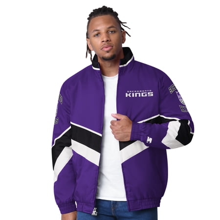 Men s Starter Purple Sacramento Kings Captain Oxford Full-Zip Jacket