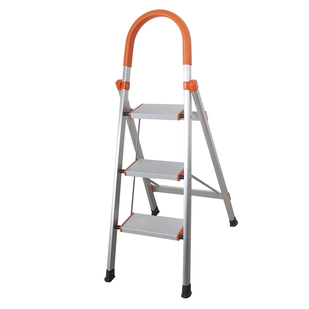 Non-slip 3 Step Aluminum Ladder Folding Platform Stool 330 lbs Load Capacity 