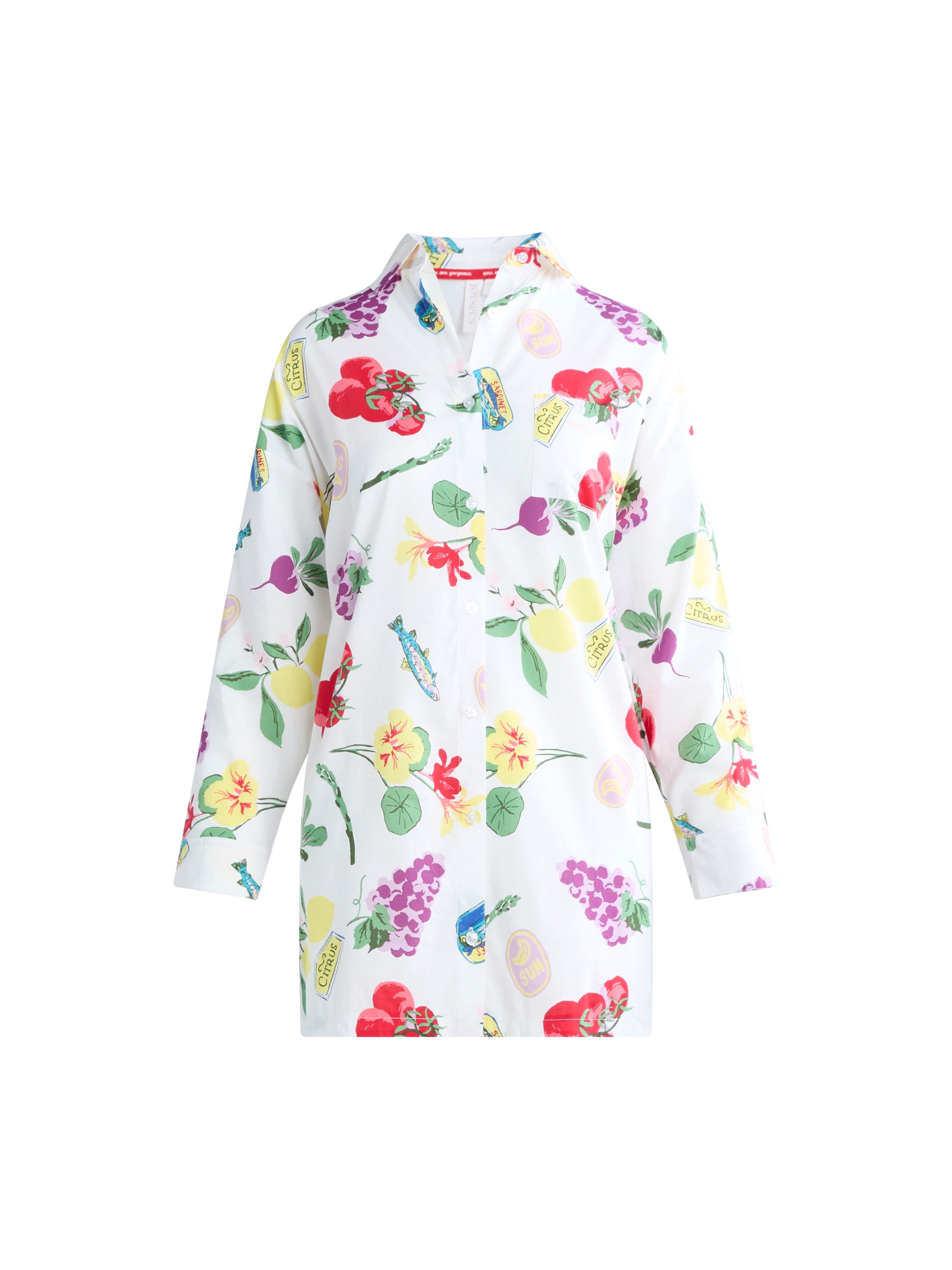 Joyspun Women’s Woven Long Sleeve Button Front Sleepshirt, Sizes XS-3X