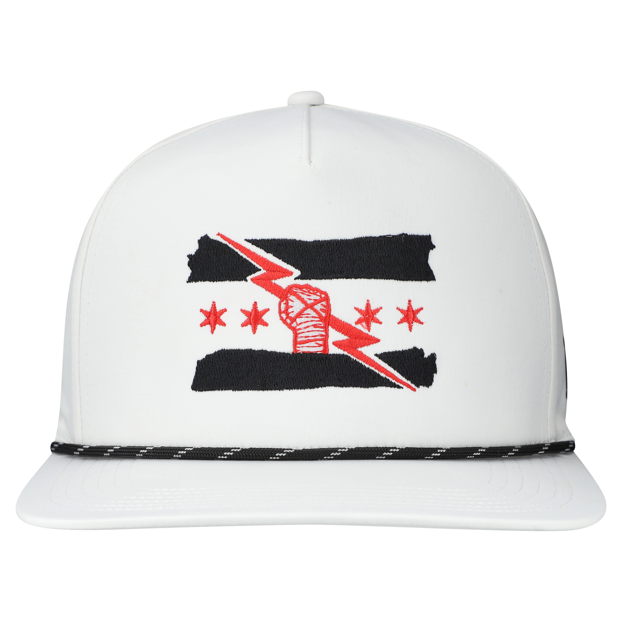 Men's White CM Punk WWE Primary Flag Mark Caddy Snapback Hat