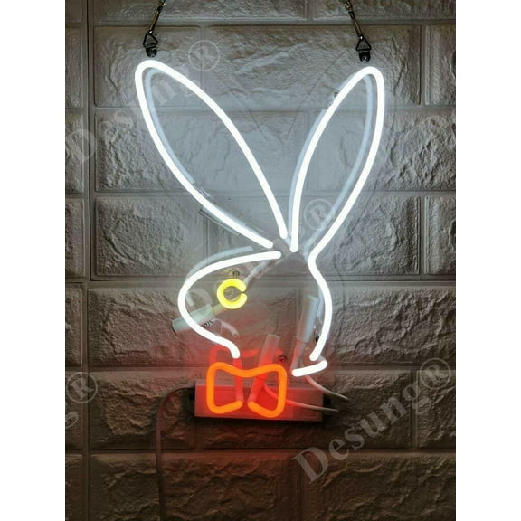 Queen Sense 14" Playboys Bunny Neon Sign Acrylic Man Cave Handmade Neon Light 114PBBA2