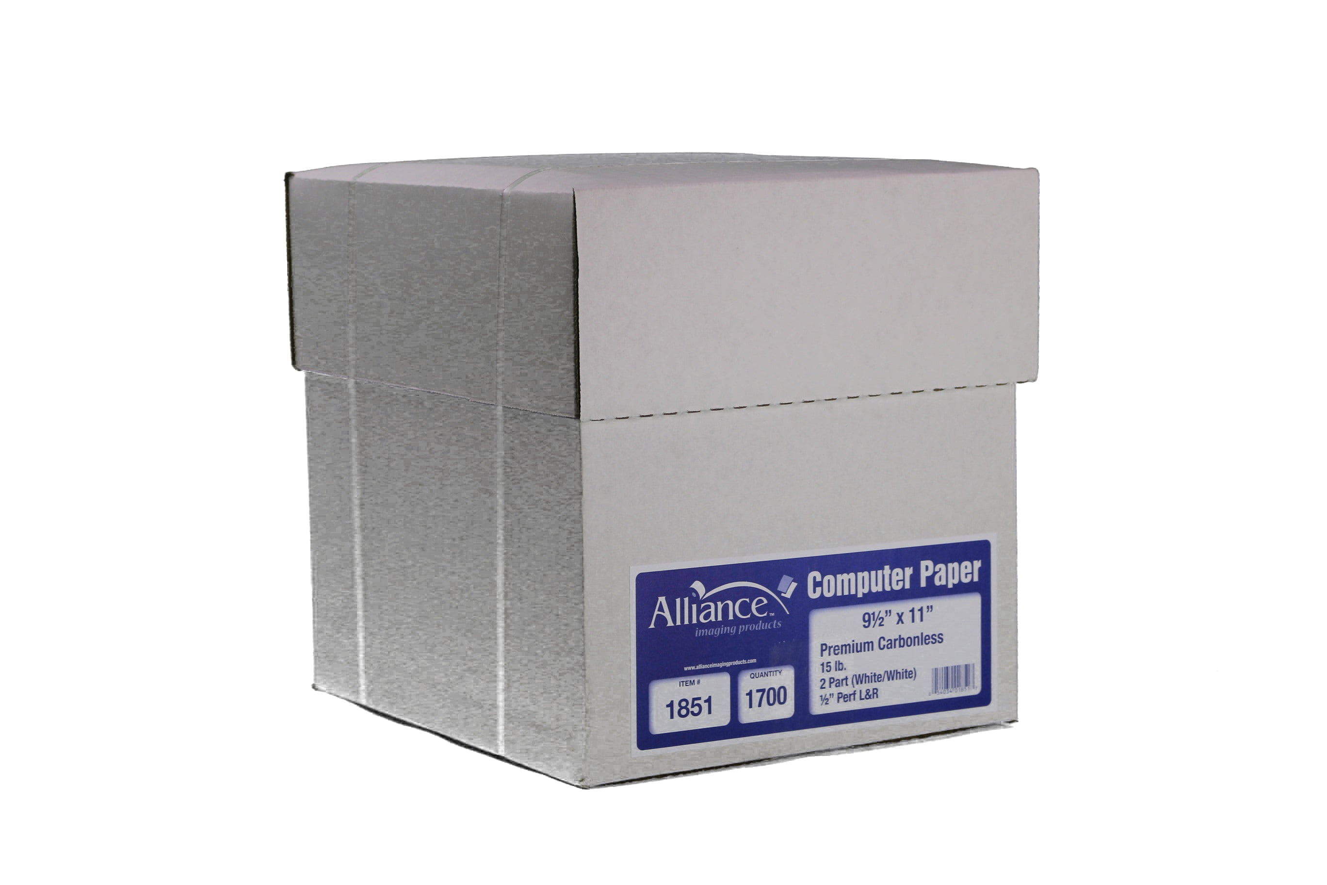 Alliance Continuous Carbonless Computer Paper 9.5 x 11, Blank Left and Right Perforated, 15 lb, 2-Part White/White (1,700 Sheets) - â€¦
