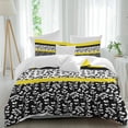 thumbnail image 2 of Black Yellow Bedding 3 Piece Duvet Cover Set Twin Size, Garden Floral Stripe Aesthetic Flower Boho Soft Microfiber Comforter Cover with Zipper Closure & Pillowcases, FadeResistant Quilt Cover, 2 of 9