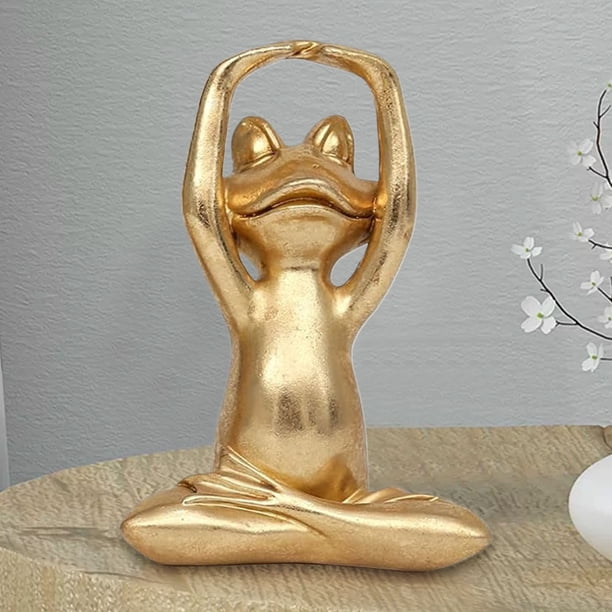 Estatua de rana para yoga, decoración moderna para sala de estar, escritorio, jardín, oficina pequeña, regalo único, marco de metal, para dormitorio