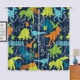 thumbnail image 3 of Boys Dinosaur Curtains Rod Pocket Colorful Cartoon Dino for Kids Funny Animals Child Dark Blue Cute Safari Wildlife Art Printed Living Room Bedroom Window Drapes Fabric 2 Panels 42Wx63H Inch, 3 of 5