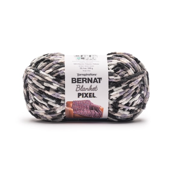 Bernat® Blanket Pixel™ #6 Super Bulky Polyester Yarn, Gray Days 10.5oz/300g 191 Yards