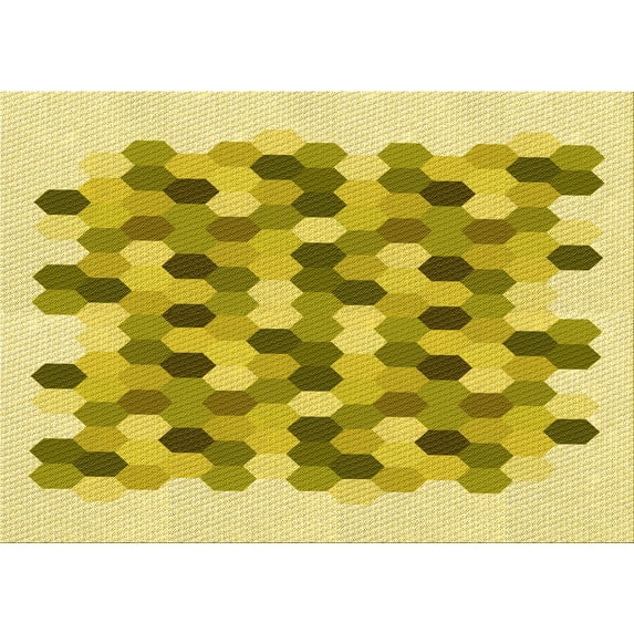 Ahgly Company Machine Washable Indoor Rectangle Transitional Bold Yellow Area Rugs, 4' x 6'
