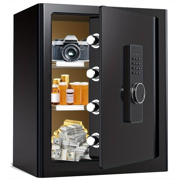 FABAO for home Security Safe, 2.0 Cuft Safe Featuring a Digital Keypad, Ideal for Personal Documents with LED Lighting And a Shelf, Suitable for Home, Dormitory, Office, Hotel, And Business Use