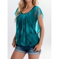 thumbnail image 4 of Am Direct Women's Round Neck Printed Pleated Casual T-Shirt, 4 of 4