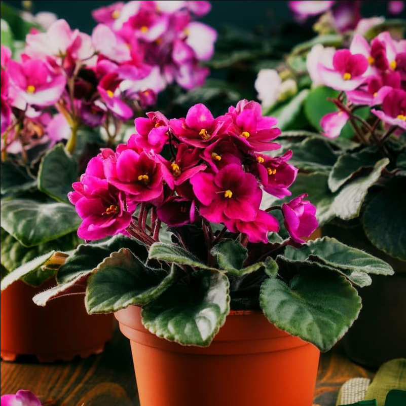 Burgundy Red Africa Violets Live Plant for Planting Indoor Outdoor, Red Blooming Violet, Africa Violet Flowers, 4"Pot