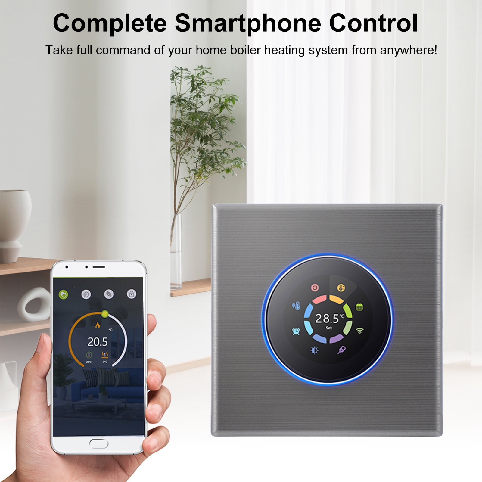 BIMZUC Smart WiFi Thermostat Electric Floor Heating Controller 16A Digital Temp Control ±1°C Accuracy Color LCD 95-240V (3.4 inches / 8.6 cm) Gray