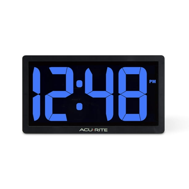 Reloj digital AcuRite 75111M LED de 10 pulgadas con atenuación automática, azul