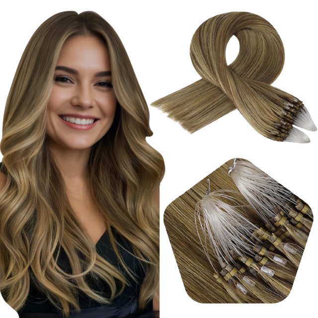 Extensiones de cabello Full Shine Micro Link, 50 g, 50 cm, color 4/27