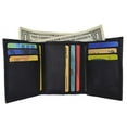 thumbnail image 3 of Men's Lambskin Leather Trifold Center Flap Double ID Credit Card Holder Wallet (Black), 3 of 6