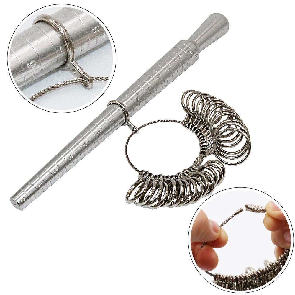 Buy SHANGNIULU Rould Ring Mandrel Metal Ring Sizer Gauge Set with