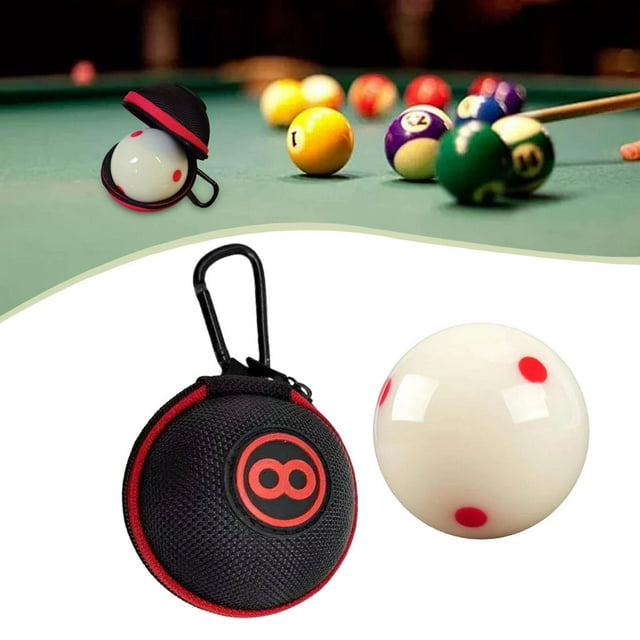 DYNWAVECA Billiard Cue Ball Training Pool Balls with Storage Bag Lightweight Pool Cue Ball with 6 Red Dots for Games Sports Practicing red storage bag