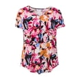 thumbnail image 3 of Ellos Plus Size Stretch Jersey Knit V-Neck Inverted Pleat Short Sleeve Tunic, 3 of 4