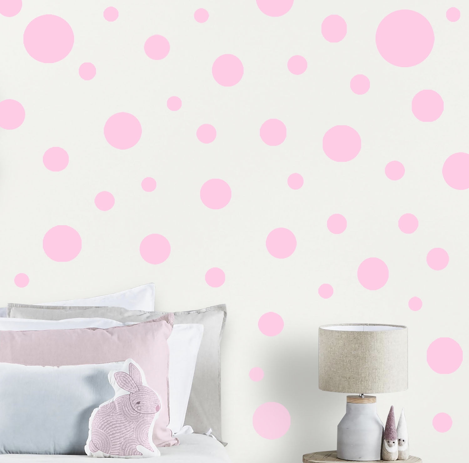 Soft Pink Polka Dot Wall Decals Girls Room Decor Wall Dot Stickers Includes(63)Dots 1'-2.5'