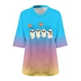 thumbnail image 4 of FDGIU Halloween Shirts for Women Women's Halloween Fashion Daily Printed V-neck Three Quarter Sleeve 3/4 Sleeve T-shirt Large Loose Top Spooky Season Graphic, 4 of 4