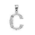 thumbnail image 1 of C" INITIAL IN CELTIC KNOT PATTERN WHITE GOLD PENDANT NECKLACE WITH DIAMOND :  14K  Pendant with 18" chain, 1 of 1