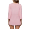 thumbnail image 7 of yoeyez Women Casual 3/4 Sleeve Cardigan Lightweight Chiffon Open Front Cardigans Elegant Dressy Sheer Shrugs for Dresses Pink,M, 7 of 7