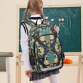 thumbnail image 7 of FORMRS Unisex School Backpack 17" Student Travel Bag with Laptop Compartment, Green Peacock Pattern, 7 of 7