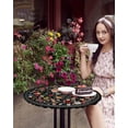 thumbnail image 5 of Spring Flower Round Fitted Tablecloth Colorful Wildflowers Leaf Black Watercolor Elastic Table Cloth Waterproof Oil Proof Seasonal Floral Table Cover Fits 45"-54" Round Tables for Party Dinner Decor, 5 of 6