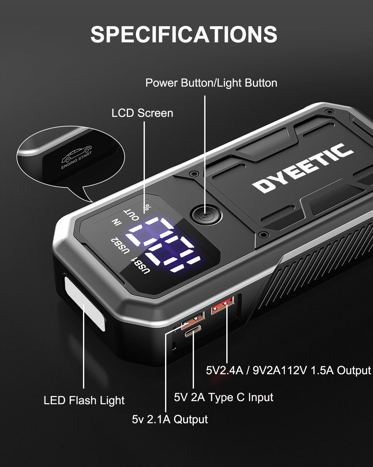 Dyeetic 4000A Portable Car Battery Jump Starter photo 6