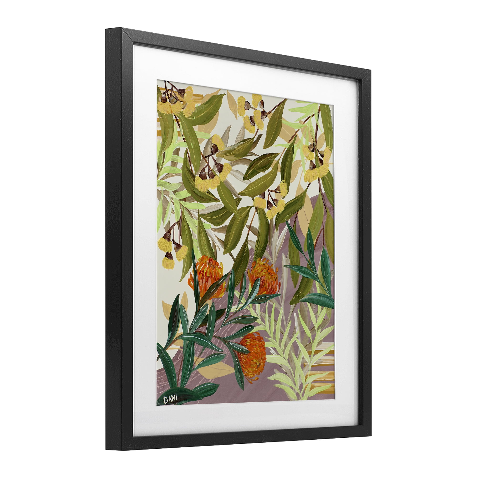 Stupell Industries Walk With Me Florals Black Framed Print Under Glass, design by Dani Heyward