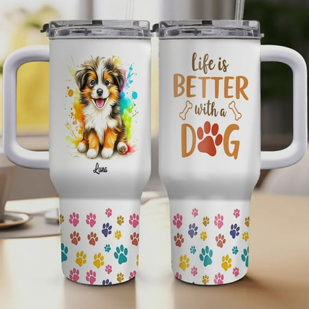 

Gift for Central Asian Shepherd dog Lover Personalized 40 Oz Tumbler Gifts for Dog Dad Dog Mom Birthday Presents for Animal Lovers Custom Dog Name Tumbler Colorful Travel Coffee Cup