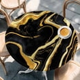 thumbnail image 2 of Black Gold Marble Round Tablecloth, Fitted Table Cover with Elastic for 45"-54" Round Tables, Modern Geometric Textured Table Cloth Outdoor Indoor Dinning Party Waterproof Tablecloths, 2 of 7