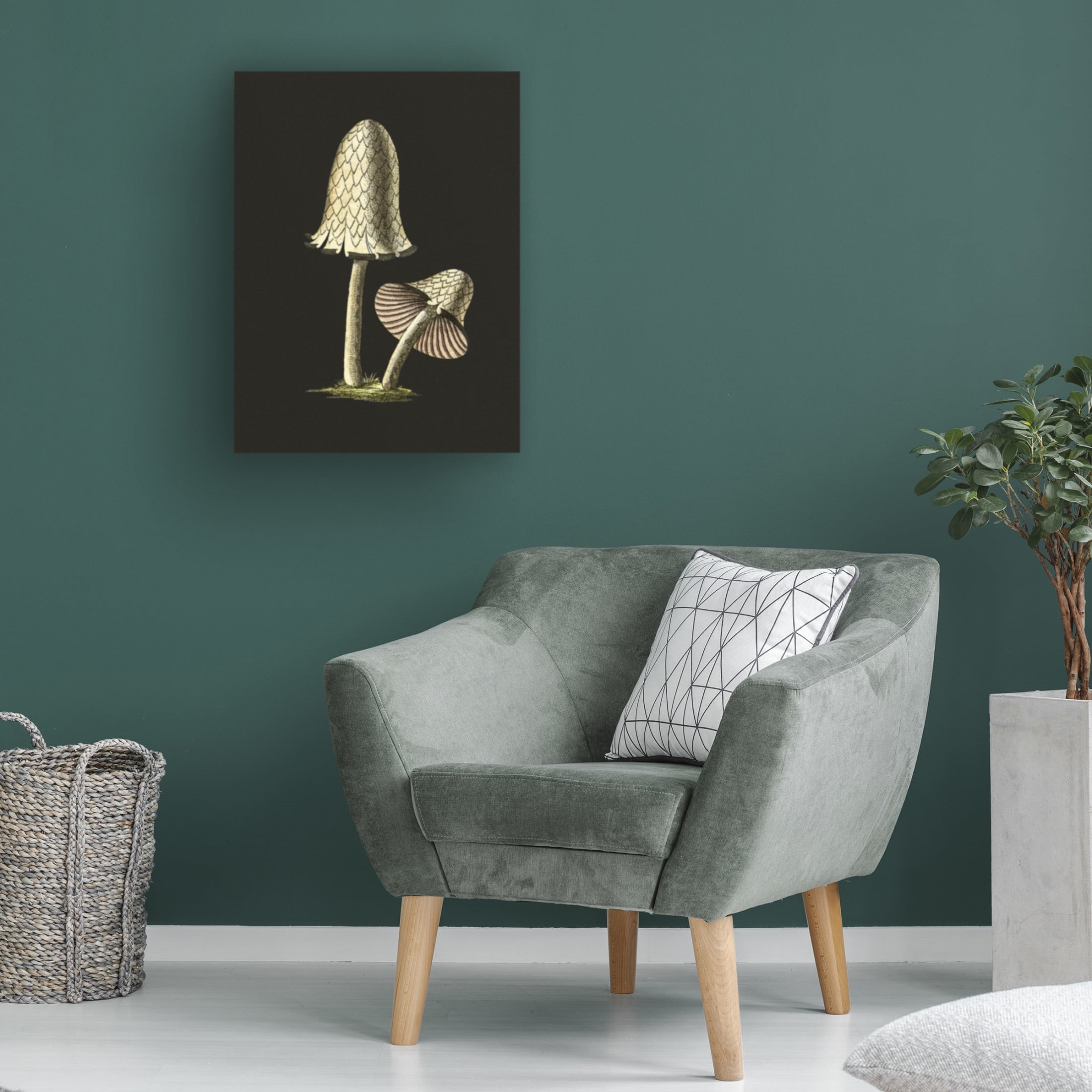Trademark Fine Art Pictufy Vintage Inky Cap Edible Mushroom Black Background Canvas Wall Art