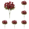 thumbnail image 2 of 5 Artificial Flowers Autumn Red, 5Pcs Artificial Mums Artificial Outdoor Sunset Mums Flowers Windproof No Fade or Wilt for Garden Porch Home Decor, 2 of 5