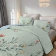thumbnail image 4 of Davulos Full Queen Size Quilt Set 3 Pieces, Flowers Pattern Bedding Set Summer Bedspread Coverlet with 2 PIillow Sham for Adult Women,96"x90", 4 of 8