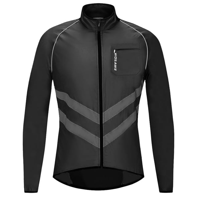 Men Cycling Jacket Windproof Reflective Long Sleeve Biking Jersey Bike Jacket for Riding Running Jogging