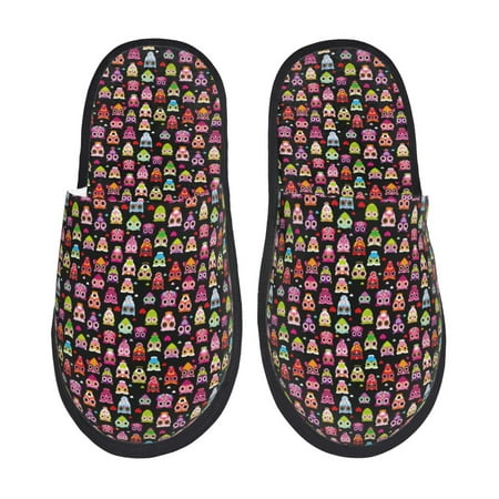 Balery Colourfull Owl Slient Indoor Furry Fleece Comfort House Shoes Soft Non-Slip Home Shoes Cotton slippers House Slippers-- Medium