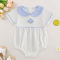 thumbnail image 2 of Tigivemen Unisex Newborn Outfits Short Sleeve Lapel Rompers Embroidery Fall Clothes Baby Bodysuits Size 3-6 Months,Blue, 2 of 6