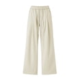 thumbnail image 5 of Wide Leg Trousers for Women Loose Cotton Pants Baggy Fashion Summer Breathable Comfy Bottom with Pockets Solid Color Lightweight Plus Size Office Slacks Beige S, 5 of 5