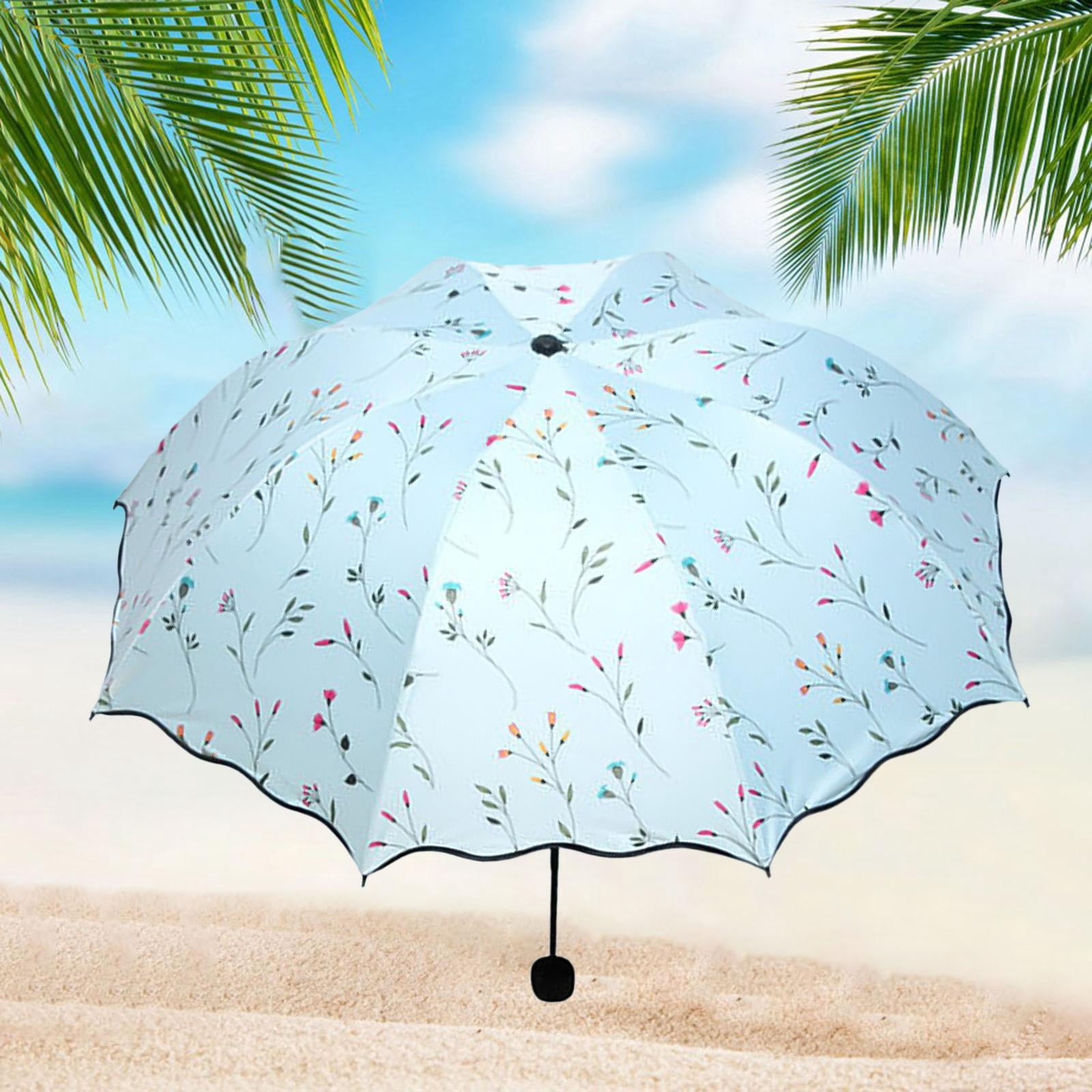 Abbraccia Foldable Umbrella Travel Umbrella for Men Women Rainproof Rain Umbrella Sun Umbrella for Purse for Backpacking Summer Walking Light Blue
