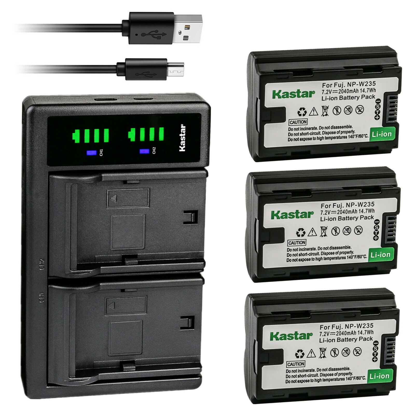 Kastar 3-Pack NP-W235 Battery and LTD2 USB Charger Replacement for Fujifilm  NP-W235 NPW235 Battery, Fujifilm BC-W235 BCW235 Charger, Fujifilm X-T5