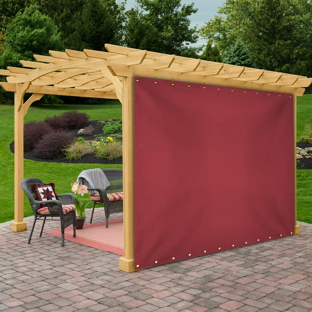 COVERS&ALL Rideau Extérieur en Vinyle pour Meubles de Patio 18 Oz, Rideaux Occultants Résistants aux Intempéries pour Fenêtre de SALLe à Manger avec Oeillets Inoxydables pour Pergola, Véranda, Gazébos (8 Pieds H x 10 Pieds L, Rouge)