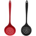 thumbnail image 1 of Silicone Skimmer Spoon Set 2, Non-Stick Cooking Slotted Colander Spoon Skimmer Strainer, Kitchen Sink Ladle Strainer Silicone Filter Spoon with Long Handle,Red and Black, 1 of 7