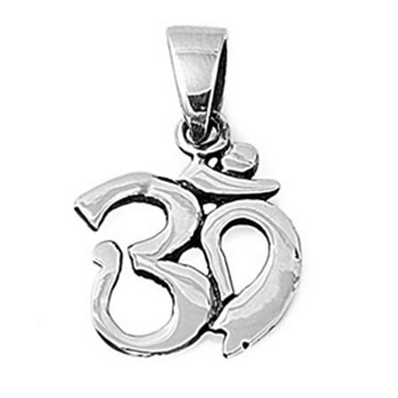 Om Symbol Pendant .925 Sterling Silver Hinduism Buddhism Aum Sacred Charm Jewelry Female Unisex