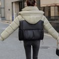 thumbnail image 4 of Fashion Plus Size Hooded Coats for Womens Winter Warm Solid Color Blocked Short Style Loose And Thick Hooded Pocket Zipper Jacket Long Sleeved Jacket, 4 of 5